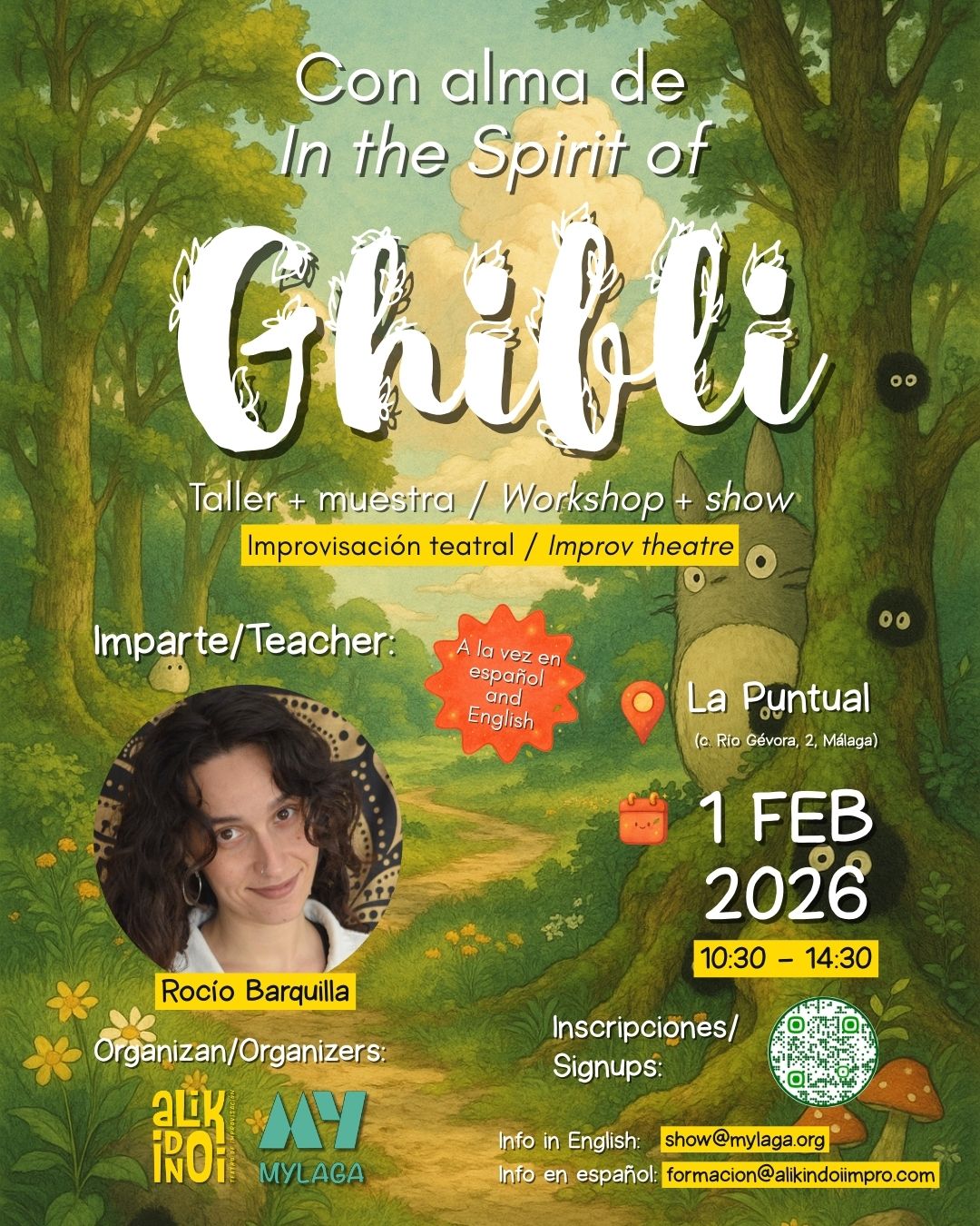 Taller De Impro En Español, Improv Workshop In English, Rocio Barquilla, Con El Alma De Ghibli, In The Spirit Of Ghibli, Málaga, Costa Del Sol